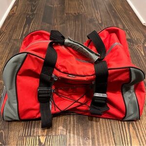 Thirty-One Red Duffel Bag with Black and Gray Accents